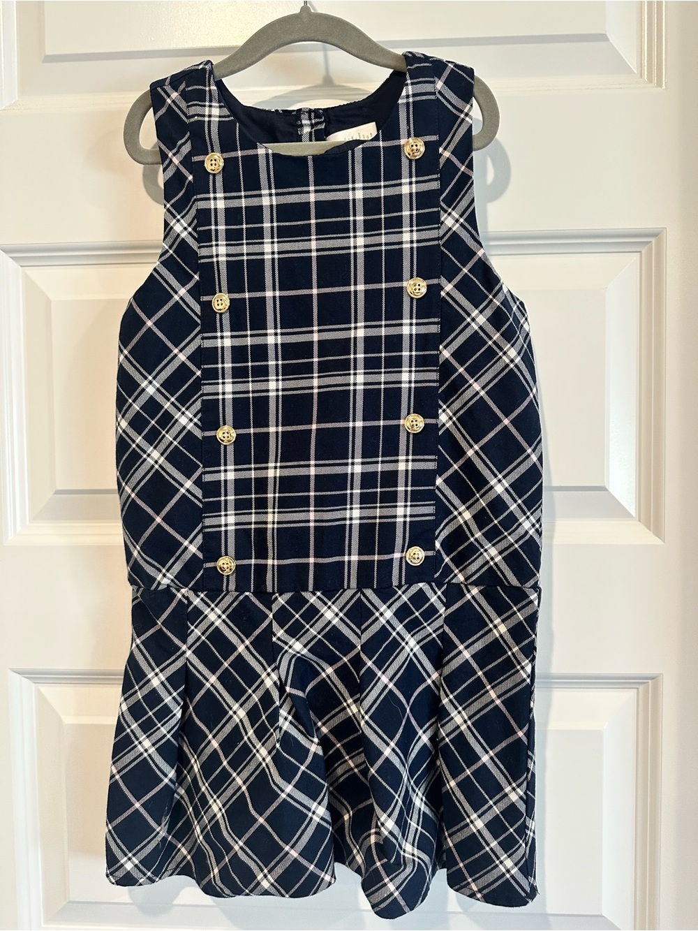 Gymboree Tidal Plaid Sleeveless Twill Pleated Jumper Dress | Girls Size 7 | EUC
